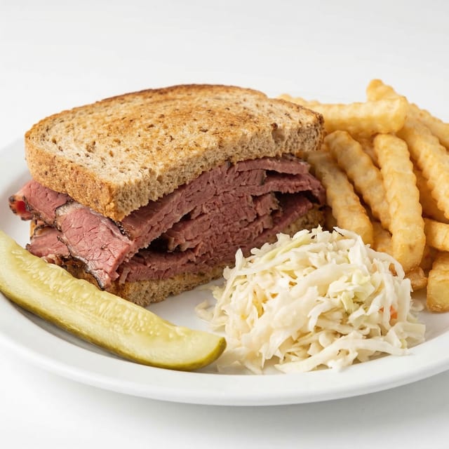 Hot Pastrami & Corned Beef Combo Sandwich.
