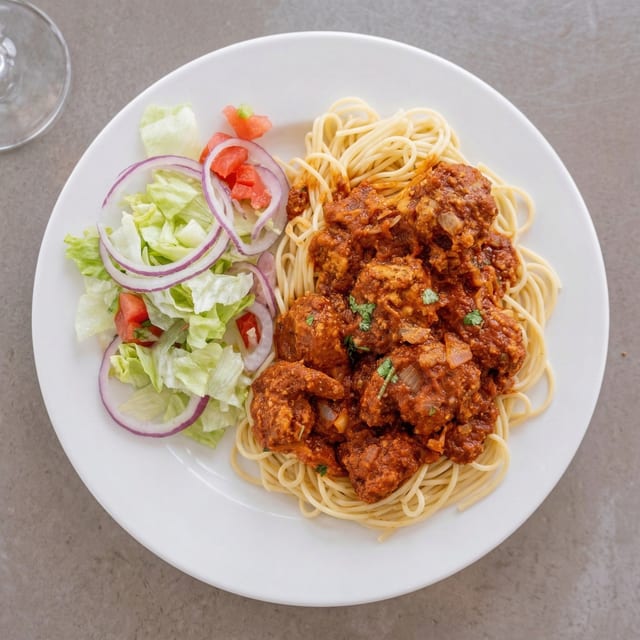 Shrimp Fra Diavolo with Spaghetti.